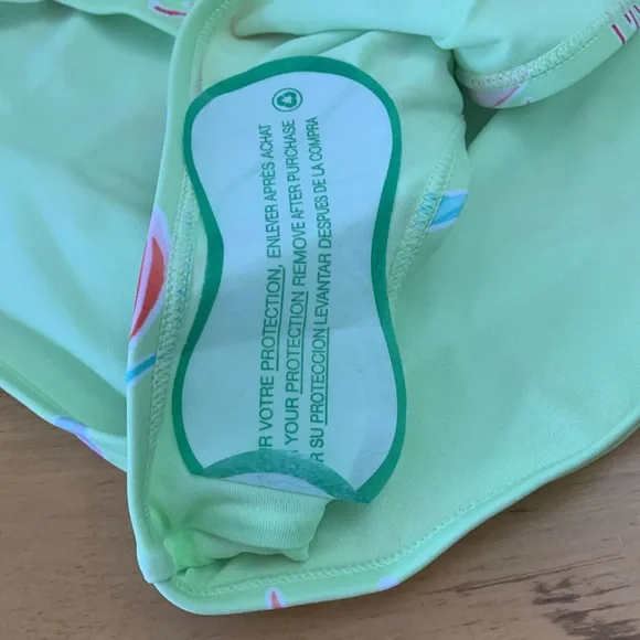 Ninety-Nine° Juniors XL Ruched High Side Hipster Swim Bottoms Lime Green Floral - Picture 3 of 6